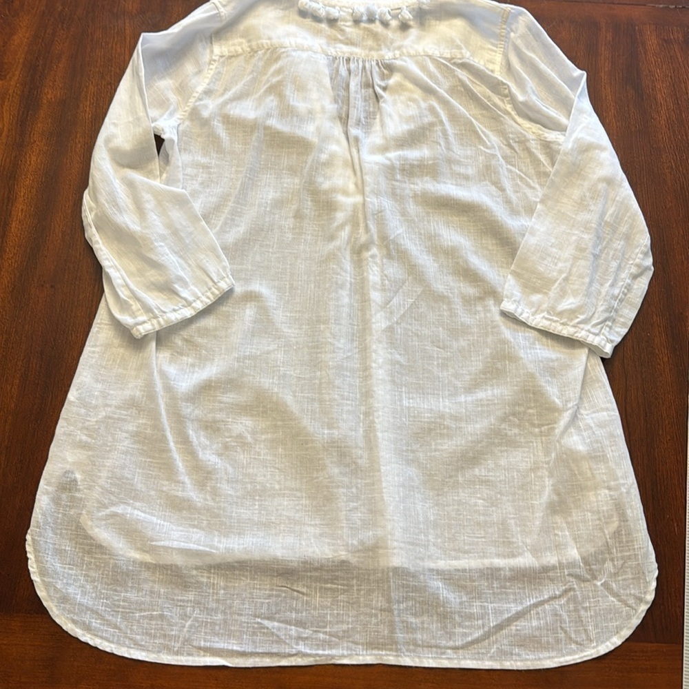 J Crew Woman’s White Pullover Tassel Neckline Linen/CottonTunic - Picture 10 of 10